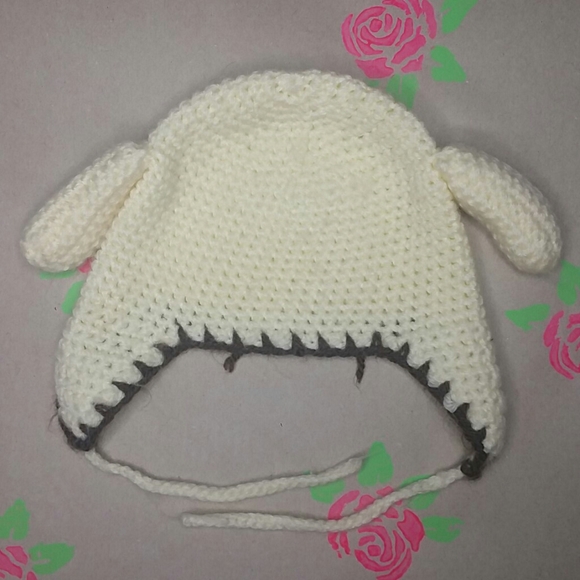 Baby Lamb Hat Handmade Crocheted Bonnet with Sheep Ears - Picture 5 of 6